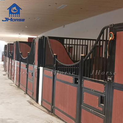 Intern bamboe staal frame zwart poeder gecoat paard stabiele voorkant apparatuur paard stal panelen doos met venster